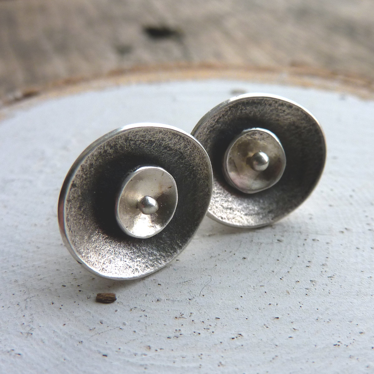 Silver Moonflower Post Earrings - Image 2